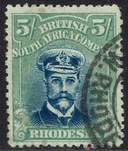 RHODESIA 1913 KGV ADMIRAL 5/- DIE III PERF 14 USED