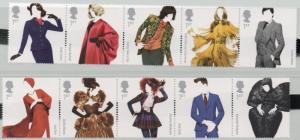 Great Britain Sc 3018-27 2012 British Fashion stamp set mint NH