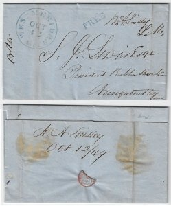 1849 Stampless West Meriden, Connecticut to Connecticut -  H1036