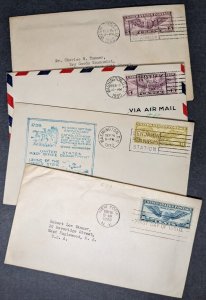 EDW1949SELL : USA 4-piece airmail FDC lot 1930s c12, C17, C24