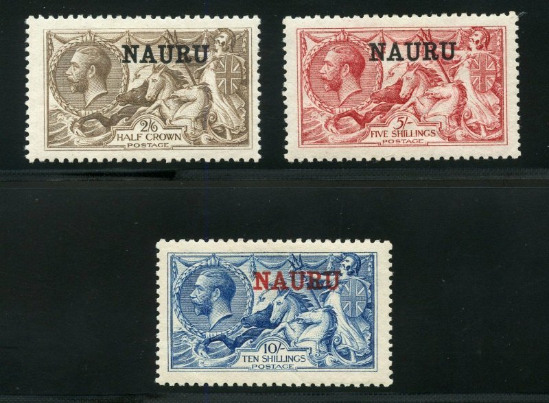 NAURU SCOTT #13/14,15e,SG#21/22,23d  SEAHORSES MINT LIGHT HINGED-SCOTT $814.00 