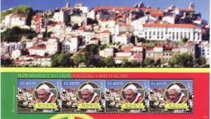 St Kitts - Pope Benedict XVI 4 Stamp Sheet  STK1024