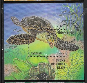 Tanzania  #1411   Sea Turtle Souvenir Sheet   (U) CV$6.00