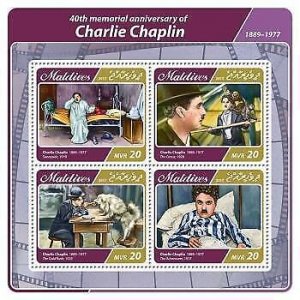 2017 Maldives Mnh. Charlie Chaplin. Michel Code: 6898-6901  |  Scott Code: 3859