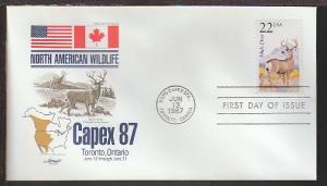 US Mule Deer 1987 Artmaster U/A FDC BIN 19627