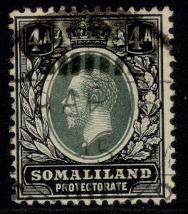 SOMALILAND PROTECTORATE GV SG78, 4a green & black, FINE USED. Cat £18.