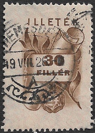 HUNGARY 1946 30f SCROLL Nationalist Arms Illetek Revenue BFT.5 VFU