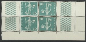 Switzerland 383dg  ** mint NH corner margin block folded perfs right of block...