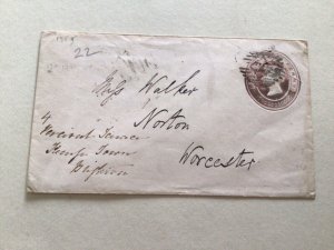 Queen Victoria 1d pink envelope  Worcester 1855  A13830