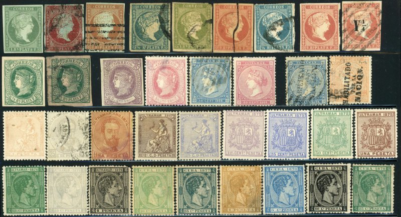 Early CUBA Postage Stamp Collection Spanish Dominion 1855-1888 Used Mint LH