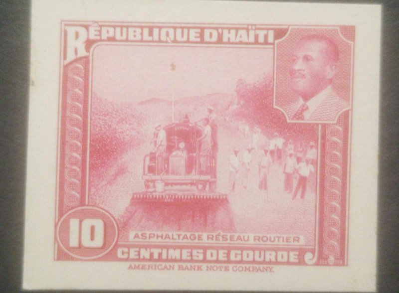 L) 1953 HAITI, ABN DIE PROOFS, AMERICAN BANK NOTE, ROAD CONSTRUCTION, RAILWAY 