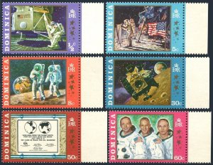 Dominica 291-296,296a, MNH. Mi 290-295, Bl.2. Armstrong, Aldrin, Collins. 1970.