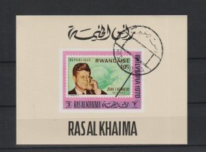 1970 Ras Al Khaimah - Philympia 1970 Imperf Deluxe Mini Sheet - Mi-485B - CTO