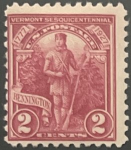 Scott #643 1927 2¢ Vermont Sesquicentennial unused HR