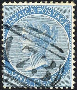 Jamaica SG8 1d Blue Wmk CC St Anns Bay A73 Pmk