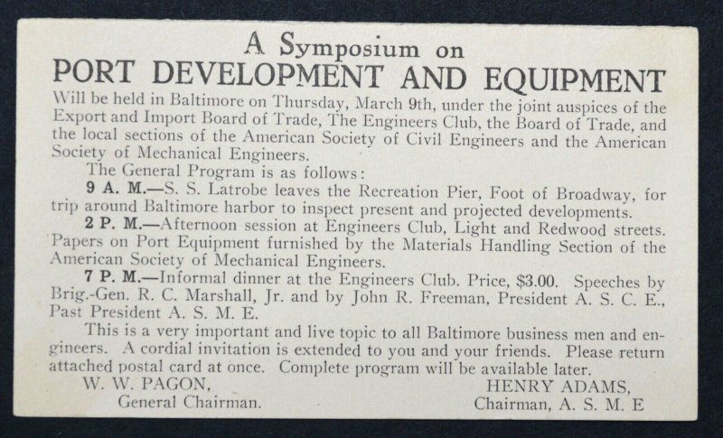 1920 Sc. #UY9 Reply Postal Message Card, Baltimore surcharge (M16-2), used, nice