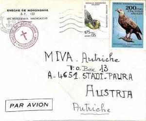 MADAGASCAR *Morondava* Cachet Missionary Mail 1993 Cover BIRDS Austria MIVA CM71