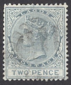 Lagos Sc# 16 Used (a) 1882-1902 2p blue Queen Victoria