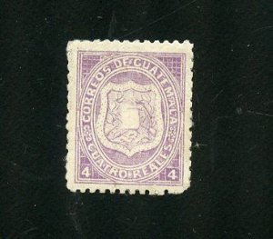 GUATEMALA  SCOTT #5 F/VF MINT HINGED WITH REMNANT -SCOTT $675.00