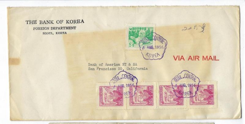 1956 Korea To USA Airmail Cover From Bank Of Korea - (RR60)