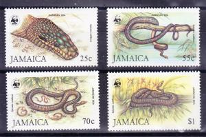 Jamaica WWF Snakes complete (4)  VF/NH(**)