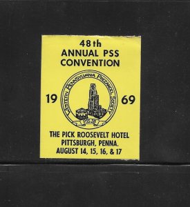 Precancel Stamp Society (PSS) Convention Seal/Label; 1969, Black on Yellow, MNH