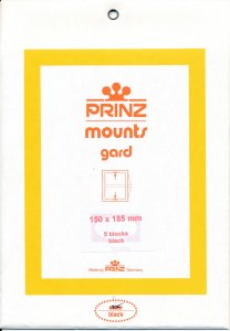 Prinz SCOTT Stamp Mount 150/185 mm - BLACK - Pk of 5 (150x185 150 mm) PRECUT 991