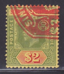 Straits Settlements 166 used neat cancel nice color cv $ 50 ! see pic !