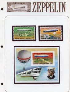 MAURITANIA ZEPPELIN SET PERF,  PERF & IMPERF SOUVENIR SHEETS MINT NH