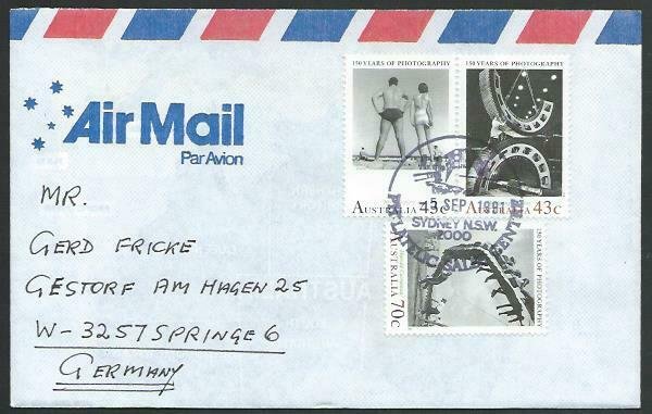 AUSTRALIA 1991 cover to Germany - nice franking - Sydney pictorial pmk.....12851