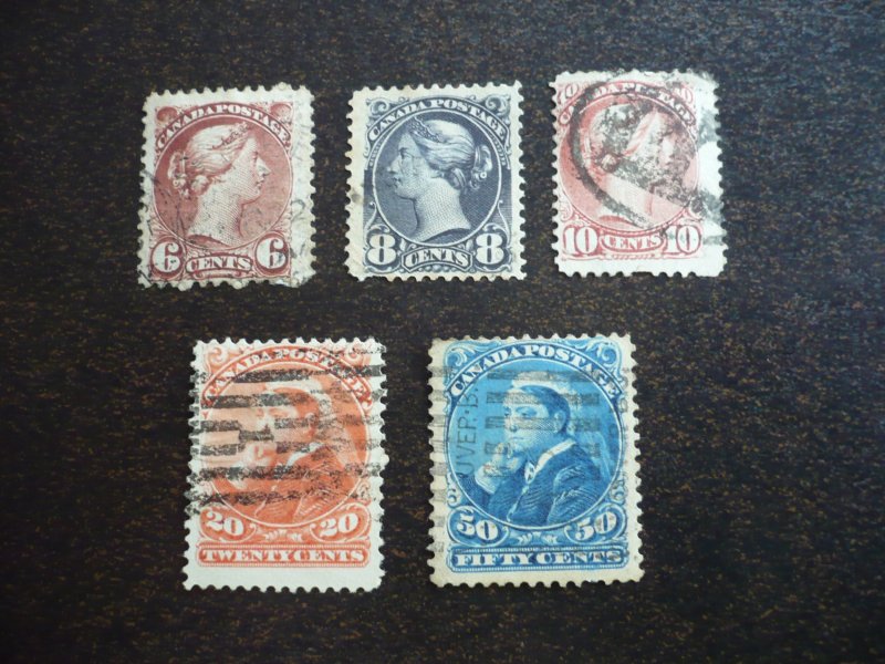 Stamps - Canada - Scott# 43-47 - Used Part Set of 5 Stamps