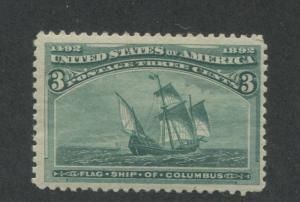 1893 US Stamp #232 3c Mint Never Hinged F/VF Catalogue Value $130