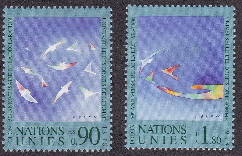 United Nations - Geneva #  327-328, Stylized Birds, NH, 1/2 Cat.