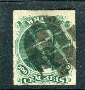 BRAZIL; 1860s early classic Dom Pedro issue fine used 100r. value