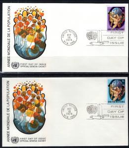 UN New York 252-253 Population Geneva Set of Two U/A FDC