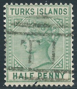 Turks Islands, Sc #51, 1/2d Used