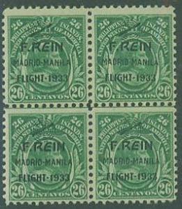 Philippines SC#C44a  Rein Flight, 26c, (blue green), Blk of 4 MNH