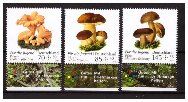 GERMANY 2018 Mushrooms 3v  MNH