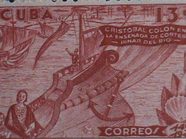 ​CUBA STAMP-1944 SC#391 COLUMBUS SIGHTS LAND-STAMP MNH-  VERY FINE
