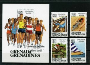 GRENADA GRENADINES 1986 SUMMER OLYMPIC GAMES SEOUL SET OF 4 STAMPS & S/S MNH