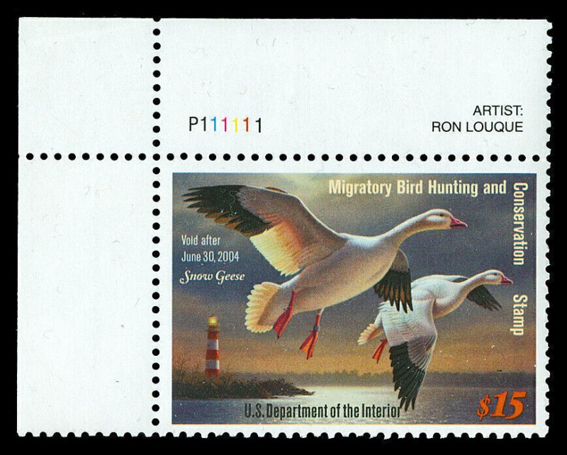 Scott RW70 2003 $15.00 Duck Stamp Mint Plate # Single VF OG NH Cat $35