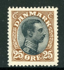 Denmark 1920 King Christian 25 Ore Brown & Black Perf 14x14½ Scott #107 MNH B338