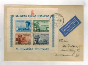 1945 Croatia Cover Waffen SS Volunteer Souvenir Sheet Feldpost to Germany