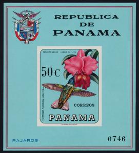 Panama 478F imperf MNH Hummingbird, Flower