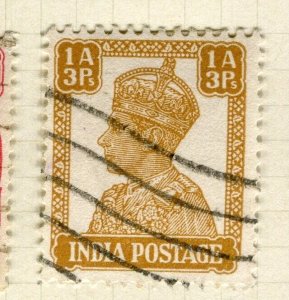 INDIA; 1938 early GVI portrait issue fine used 1a.3p. value