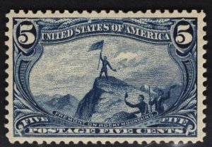 GRADED 90 XF US #288 5c Dull Blue Trans-Mississippi MINT NH SMQ $1000. PSE CERT