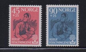 Norway Sc B64-5 1960 World Refuge year stamp set mint NH