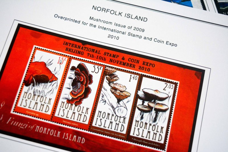 COLOR PRINTED NORFOLK ISLAND 1947-2010 STAMP ALBUM PAGES (129 illustrated pages)