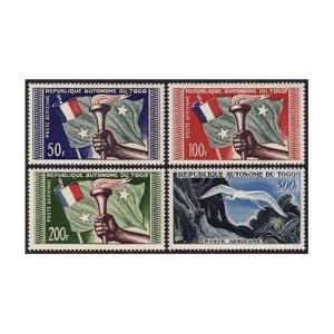 Togo C22-C25,MNH.Michel 241-244. Air Post 1957.Flag,Torch,Great white egret.