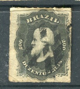 BRAZIL; 1860s early classic Dom Pedro issue fine used 200r. value